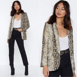 NWOT | NASTY GAL | IVIVI Snake Print Open Front Blazer